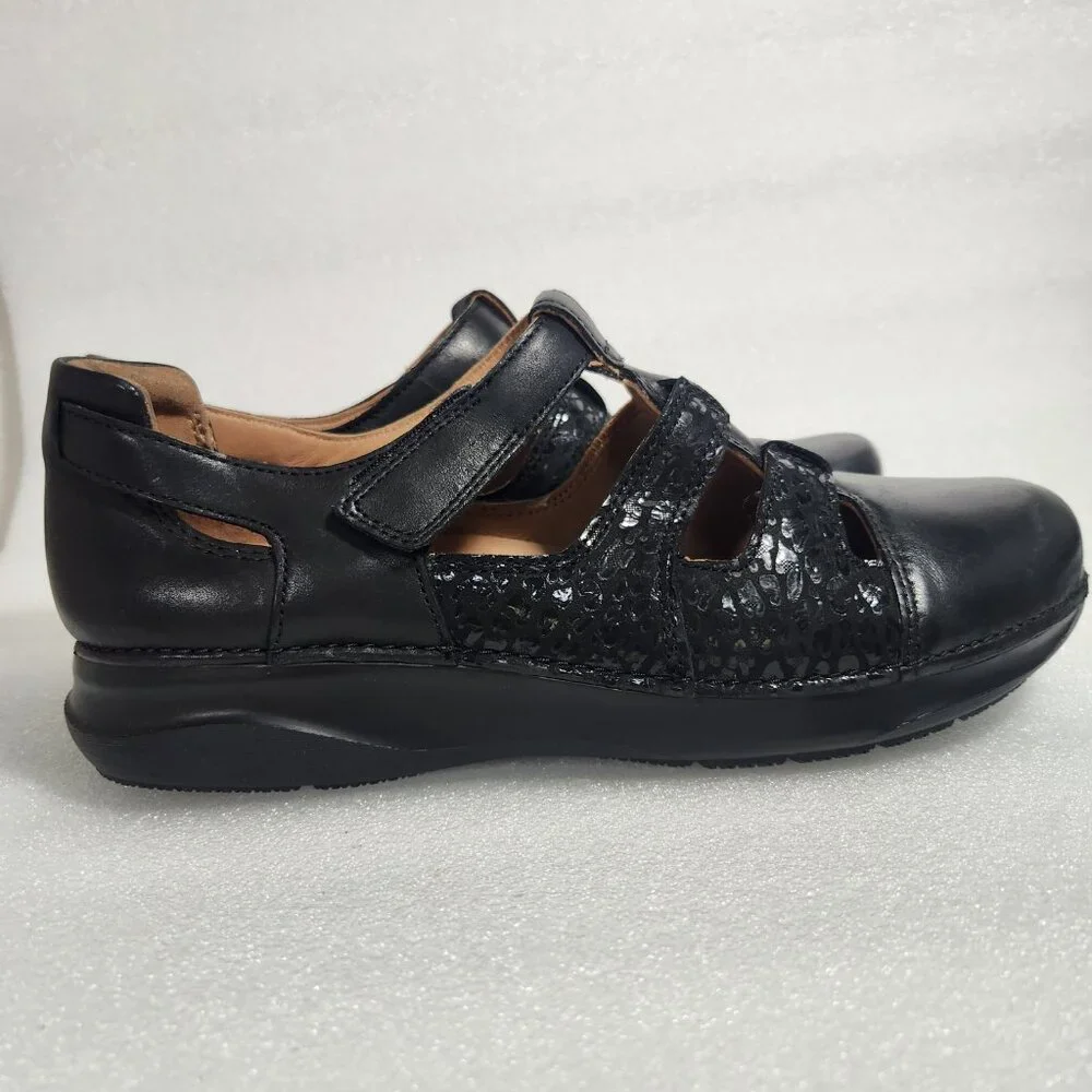 Clarks Appley Animal Print Strap Mary Jane Black Leather Size US 9 M NWT - Picture 6 of 16